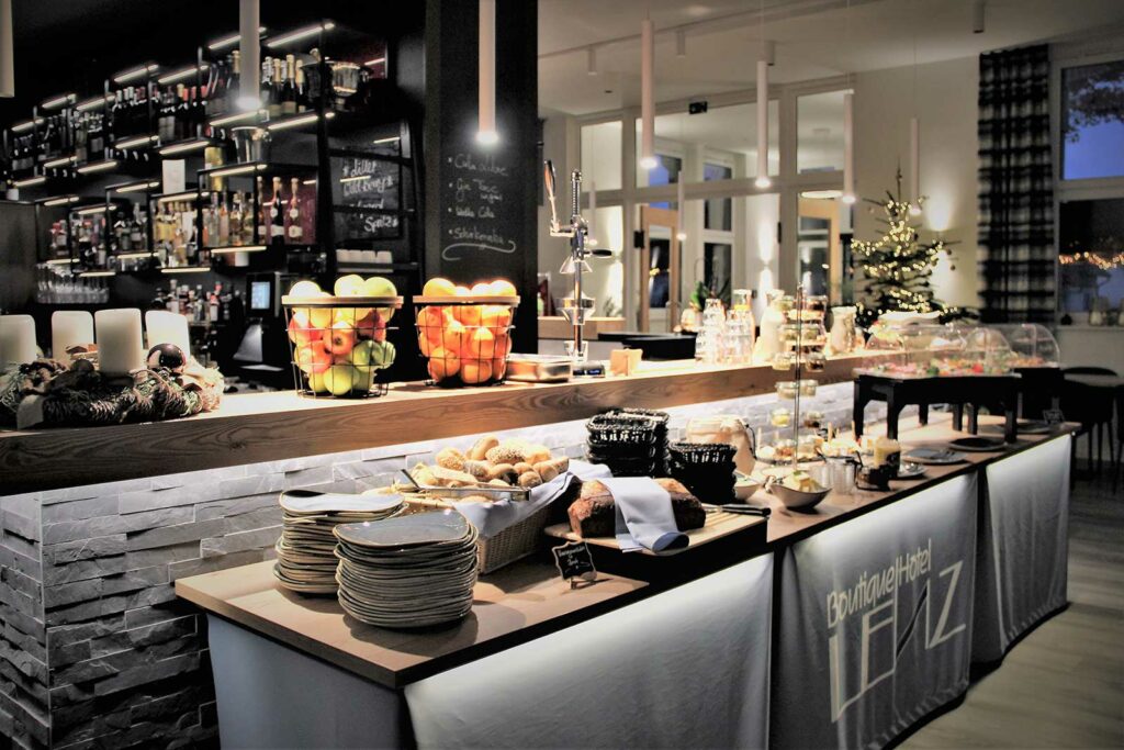 Blick auf das Frühstücksbuffet