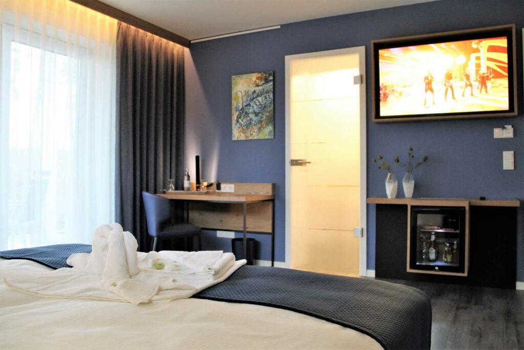 Blick in das Premium Doppelzimmer im Privat & Boutique Hotel Lenz in Fünfseen